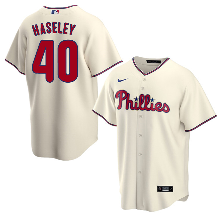 Nike Men #40 Adam Haseley Philadelphia Phillies Baseball Jerseys Sale-Cream